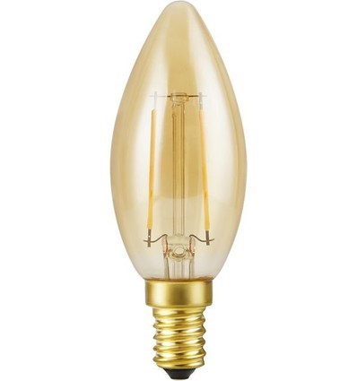 E14 2,9W dimmbare LED-Kronlampe - Filament, 250lm, 2200K, Goldglas, C35 Kerze