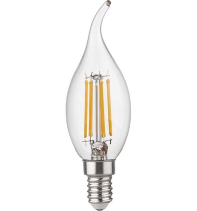 E14 4,7W dimmbare LED-Kronlampe mit Spitze - C35, Filament, Klarglas, 2700K