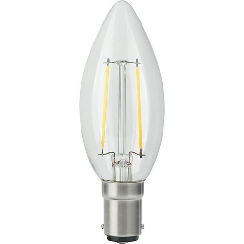 BA15d 2,5W LED-Tropfenlampe dimmbar - C35, Filament, 250lm, 2500K, Klarglas