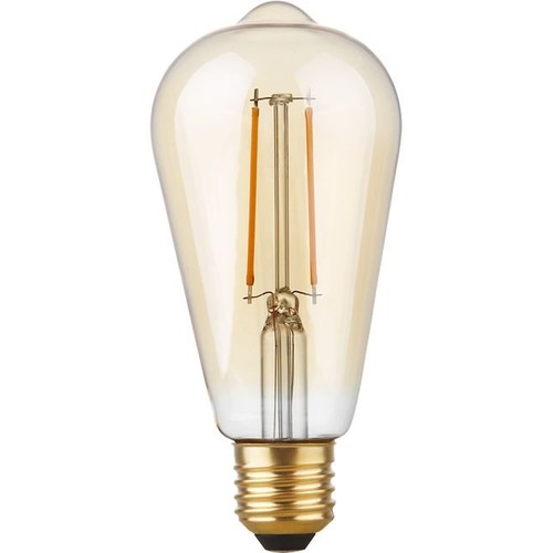 E27 2,9W dimmbare LED Rustika Lampe - ST64, Filament, 2200K, Goldglas, 250lm
