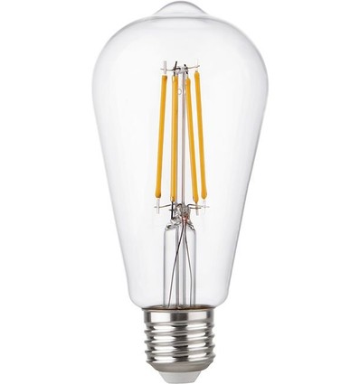 E27 4,7W dimmbare LED Rustika Lampe - ST64, Filament, 2500K, Klarglas