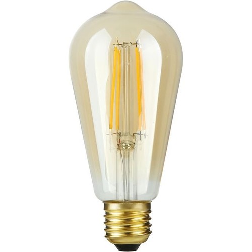 E27 4,7W dimmbare LED Rustika Lampe - ST64, Filament, Goldglas, 2200K, 470lm