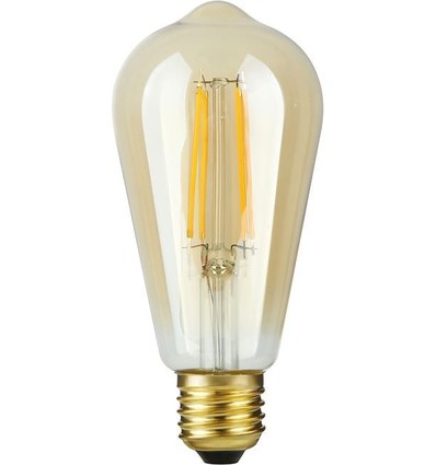 E27 4,7W dimmbare LED Rustika Lampe - ST64, Filament, Goldglas, 2200K, 470lm