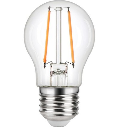 E27 2,5W dimmbare LED-Tropfenlampe - G45, Filament, Klarglas, 2700K