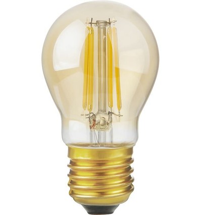 E27 4,7W dimmbare LED-Tropfenlampe - G45, Filament, Goldglas, 2200K, 470lm