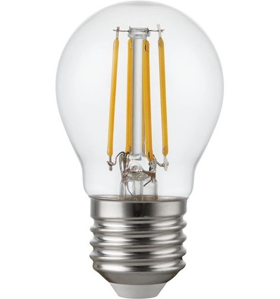 E27 4,7W dimmbare LED-Tropfenlampe - G45, Filament, Klarglas, 2700K
