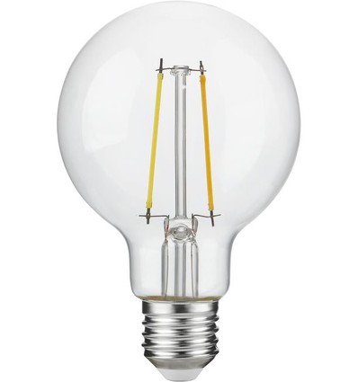 E27 2,5W dimmbare LED Filament Lampe - G80, 250lm, 2500K, Klarglas
