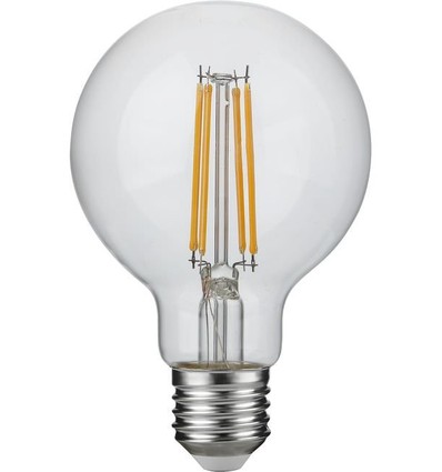 E27 4,7W dimmbare LED Globe-Lampe - G80, Filament, 2500K, 470lm, Klarglas
