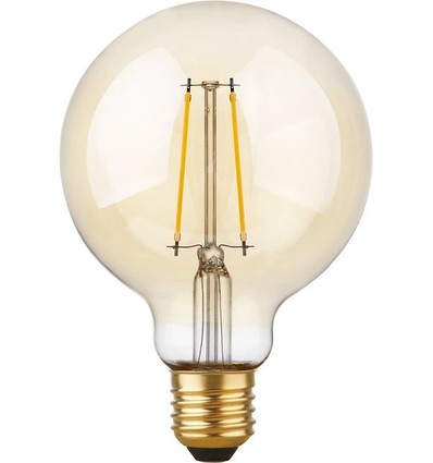 E27 2,9W dimmbare LED Globe-Lampe - G95, Filament, 2200K, Goldglas