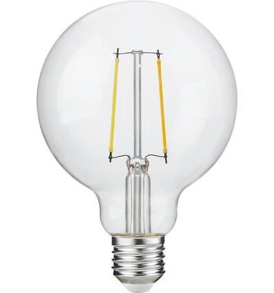 E27 2,5W dimmbare LED Globe-Lampe - G95, Filament, 250lm, 2500K, Klarglas