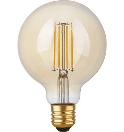 E27 4,7W dimmbare LED Globe-Lampe - G95, Filament, 2200K, Goldglas