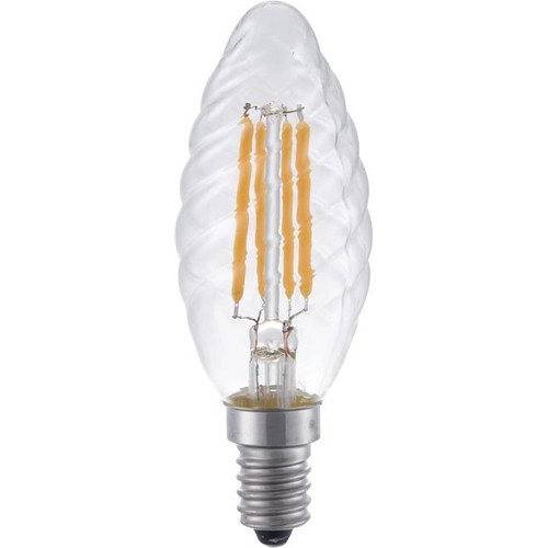 E14 4W dimmbare LED-Windstoßkerze - Twisted Candle, 350lm, 2200K, Klarglas