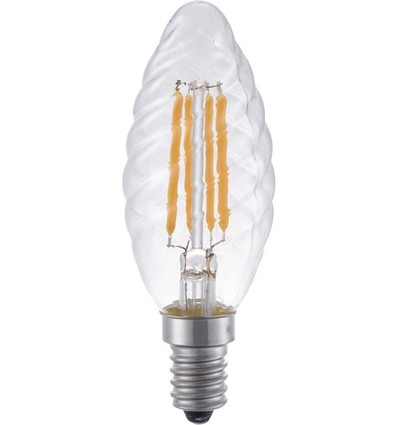 E14 4W dimmbare LED-Windstoßkerze - Twisted Candle, 350lm, 2200K, Klarglas