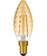 E14 2W dimmbare LED-Tropfenlampe - Twisted Candle, 2000K, Gold, Filament
