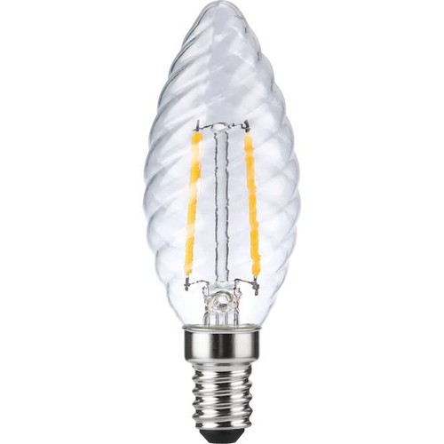 E14 2W dimmbare LED-Tropfenlampe - Twisted Candle, Filament, 2200K, Klarglas