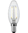 E14 2W dimmbare LED-Tropfenlampe - Twisted Candle, Filament, 2200K, Klarglas
