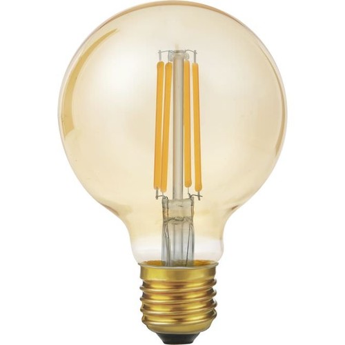 E27 6,5W dimmbare LED Globe-Lampe - G80, 550lm, Filament, 2200K, Goldglas