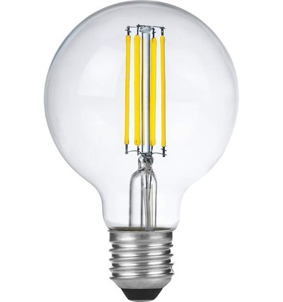 E27 6W dimmbare LED-Filament-Lampe - G80, 550lm, 2500K, Klarglas