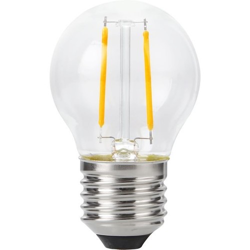 E27 2W dimmbare LED-Tropfenlampe - G45, Filament, 2500K, Klarglas