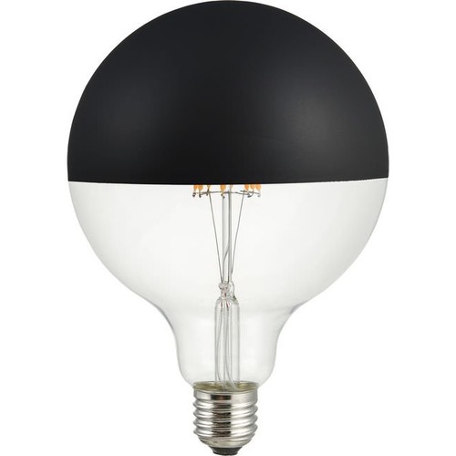 E27 6,5W dimmbare LED Kerzenlampe - G125, kopfverspiegelt schwarz, 2500K