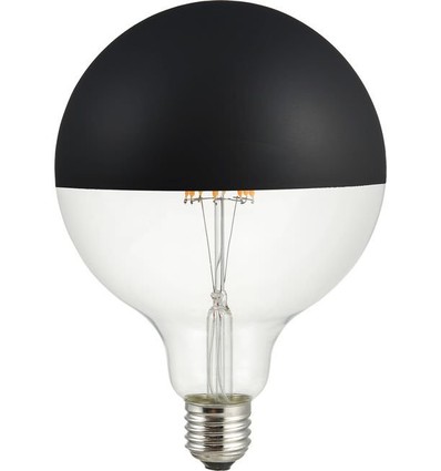 E27 6,5W dimmbare LED Kerzenlampe - G125, kopfverspiegelt schwarz, 2500K