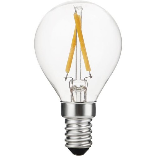 E14 2W dimmbare LED-Tropfenlampe - G45, Filament, 2500K, Klarglas