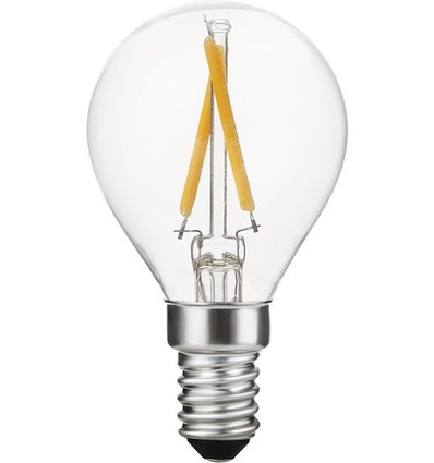 E14 2W dimmbare LED-Tropfenlampe - G45, Filament, 2500K, Klarglas