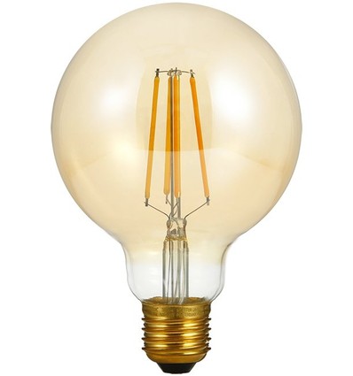 E27 4W dimmbare LED Globe-Lampe - G95, Filament, 2200K, Goldglas, 350lm