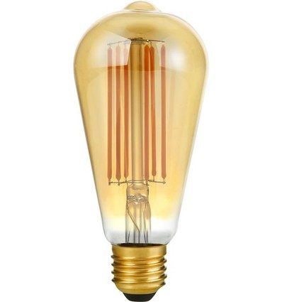 E27 6,5W dimmbare LED-Filamentlampe - ST64 Rustika, 2200K, Goldglas, 550lm