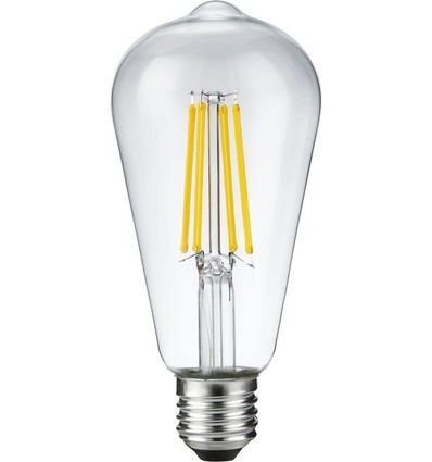 E27 8W dimmbare LED Rustika Lampe - ST64, Filament, 2500K, Klarglas, 650lm