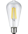 E27 8W dimmbare LED Rustika Lampe - ST64, Filament, 2500K, Klarglas, 650lm