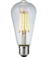 E27 8W dimmbare LED Rustika Lampe - ST64, Filament, 2500K, Klarglas, 650lm