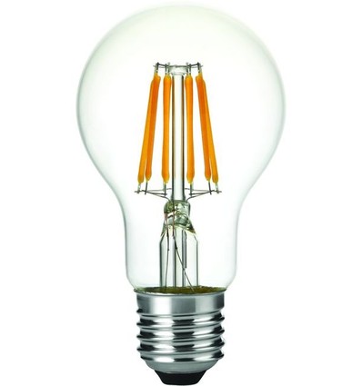 E27 6,5W dimmbare LED-Lampe - Filament, A60, 630lm, 2500K, Klarglas
