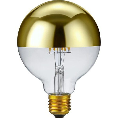 E27 6,5W dimmbare LED Kerzenlampe - G95, kopfverspiegelt gold, 2500K
