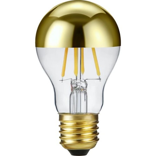 E27 4W dimmbare LED Kerzenlampe - Kopfverspiegelt gold, A55, 2500K