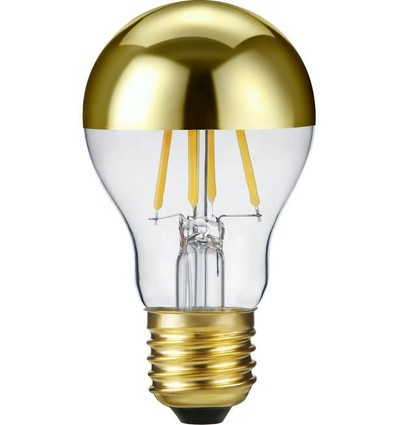 E27 4W dimmbare LED Kerzenlampe - Kopfverspiegelt gold, A55, 2500K