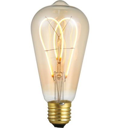 E27 5W dimmbare LED-Lampe - ST64 Rustika, Flex Double Loop, 2000K, Goldglas