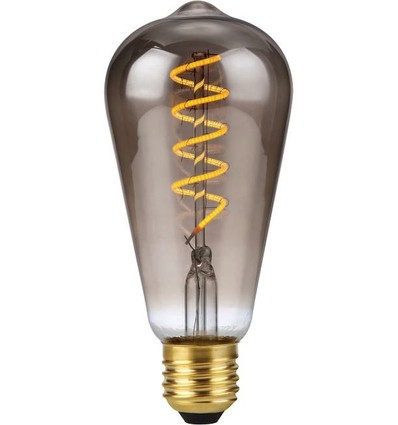 E27 4W dimmbare LED-Filamentlampe - ST64 Rustika, 2200K, Rauchglas, Flex-Filament