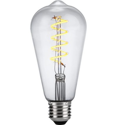 E27 4W dimmbare LED Rustika Lampe - ST64, Flex Filament, 2200K, Klarglas