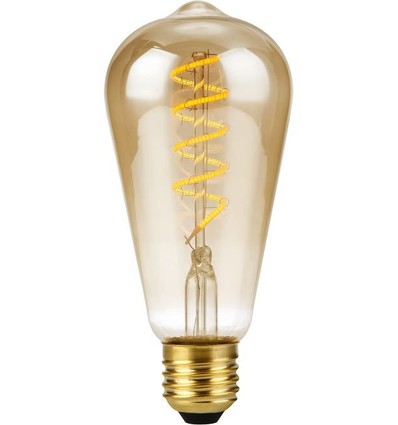 E27 4W dimmbare LED-Lampe - ST64 Rustika, Flex-Filament, 200lm, Goldglas, 2000K