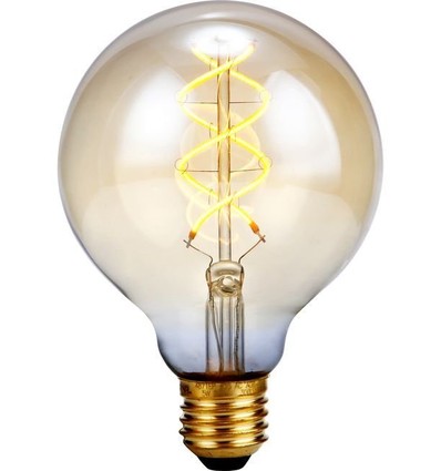 E27 5W dimmbare LED-Lampe - G95, Gold, Flex Double Helix, 2000K, 300lm