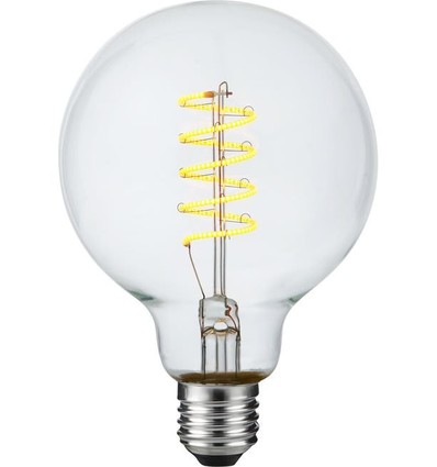 E27 4,5W dimmbare LED-Lampe - G95, Flex Filament, 2200K, Klarglas