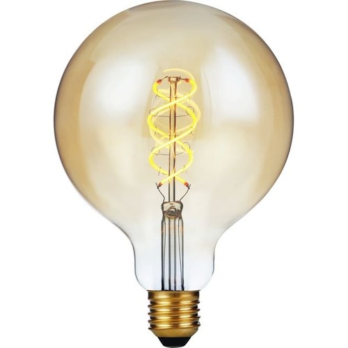 E27 5W 3-Stufen dimmbare LED-Lampe - G125, Filament Flex, 2200K, Goldglas