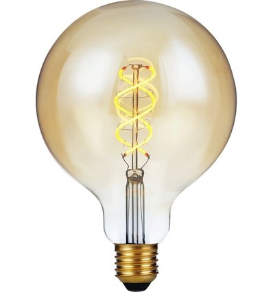 E27 5W 3-Stufen dimmbare LED-Lampe - G125, Filament Flex, 2200K, Goldglas