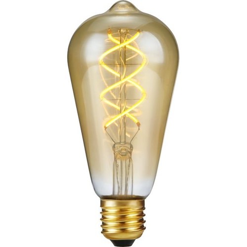 E27 5W 3-Stufen dimmbare LED-Lampe - ST64 Rustika, Flex Filament, 2200K, Goldglas