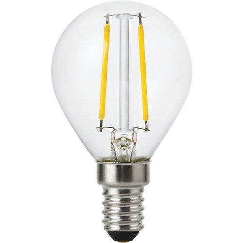 E14 2W dimmbare LED-Tropfenlampe - G45, Filament, Klarglas, 2700K