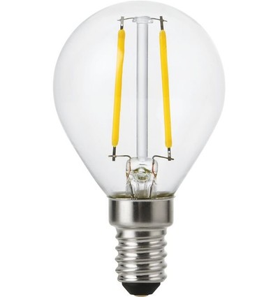 E14 2W dimmbare LED-Tropfenlampe - G45, Filament, Klarglas, 2700K