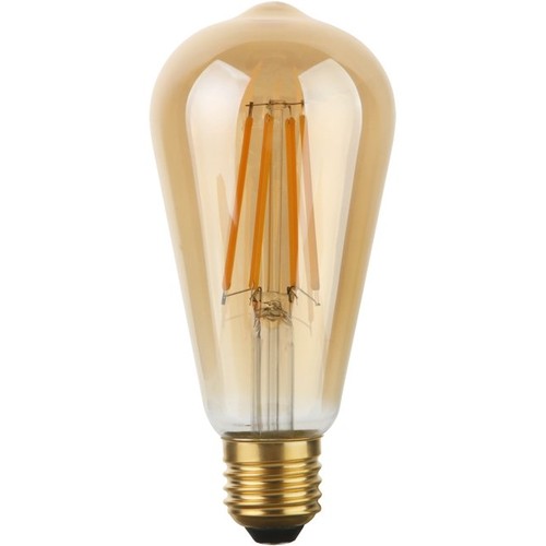 E27 8W dimmbare LED Rustika Lampe - ST64, 640lm, 2200K, Goldglas, Filament