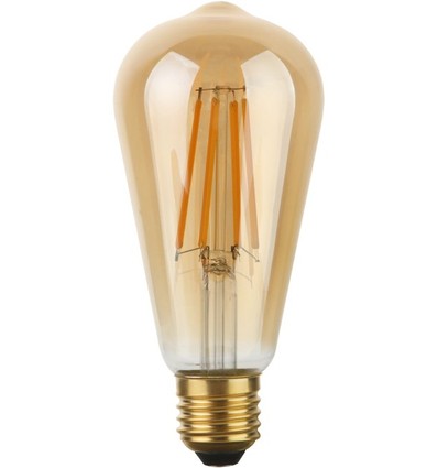 E27 8W dimmbare LED Rustika Lampe - ST64, 640lm, 2200K, Goldglas, Filament
