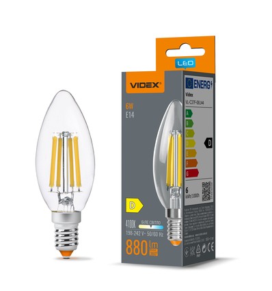E14 6W Filament Kerzenlampe - C37, Neutralweiß